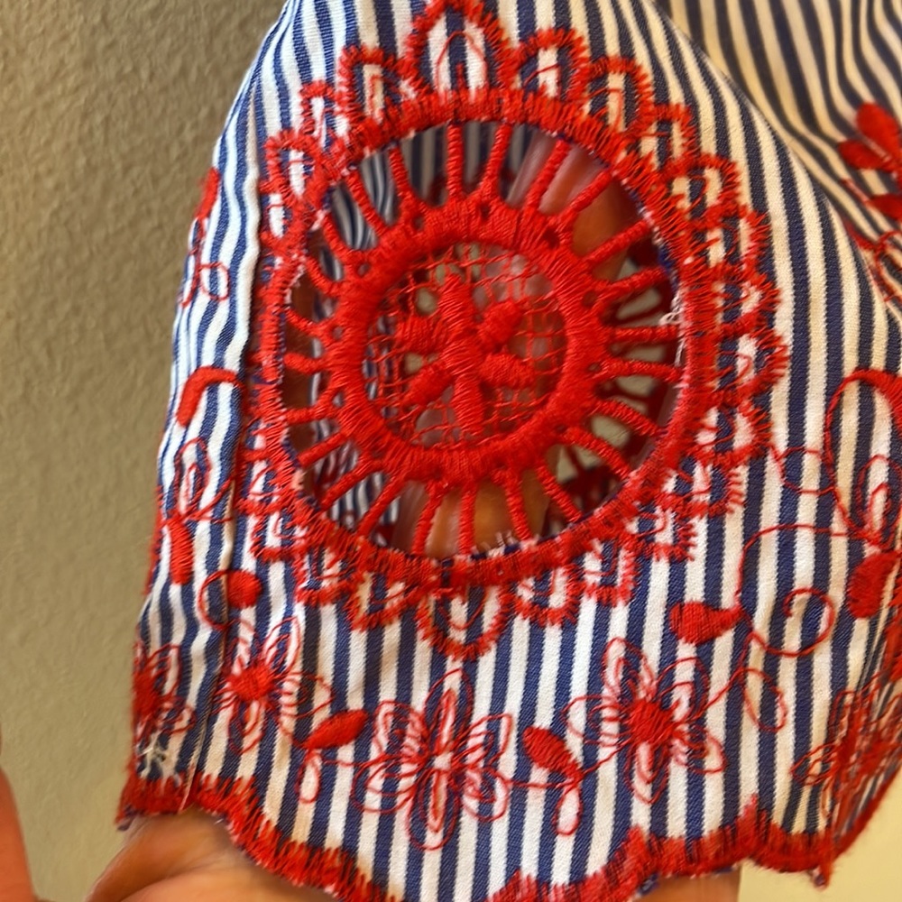 Zara Basic Cropped Collared Button Up Blouse Blue… - image 5